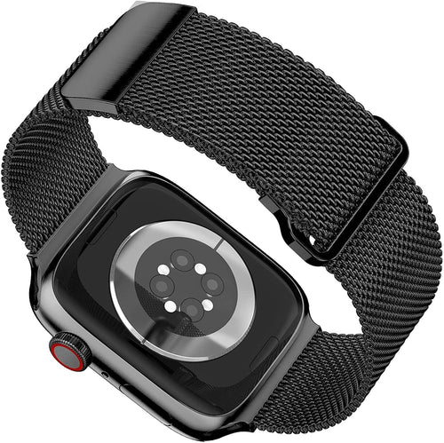Apple Watch Mesh Milanese Strap With Buckle In Black