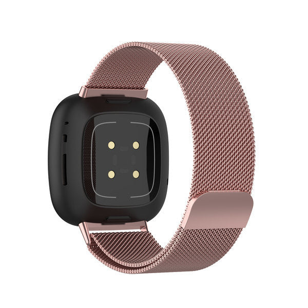 Pink Milanese Mesh Band For Fitbit Versa 4 Smartwatch