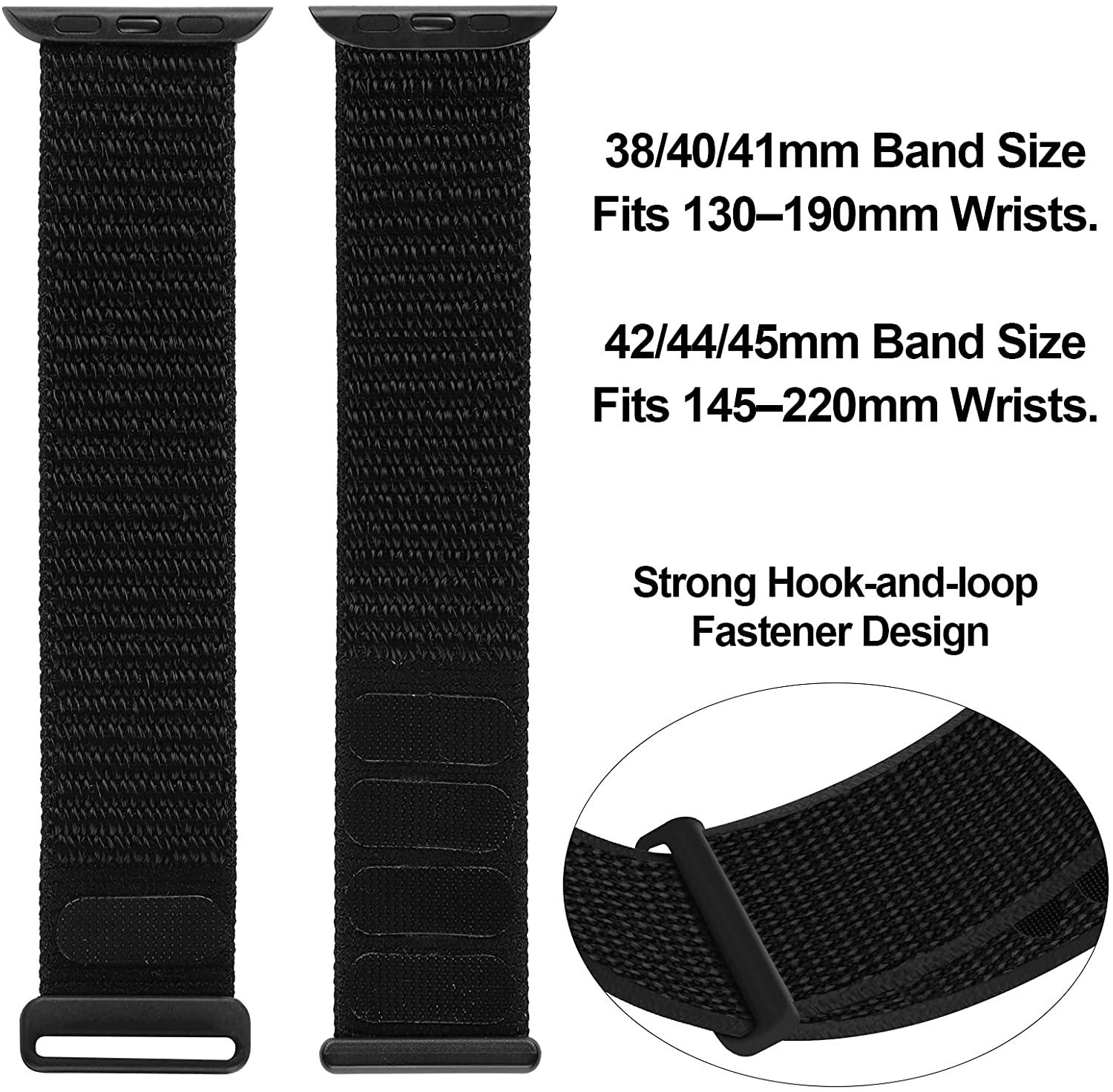 Apple Watch Nylon Strap With Velcro Fastener Black Version