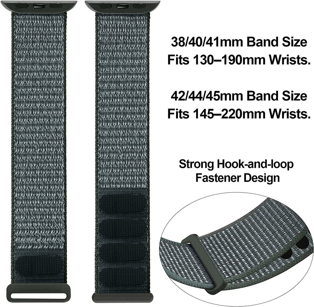 Apple Watch Strap Nylon Loop Grey Green Color Edition