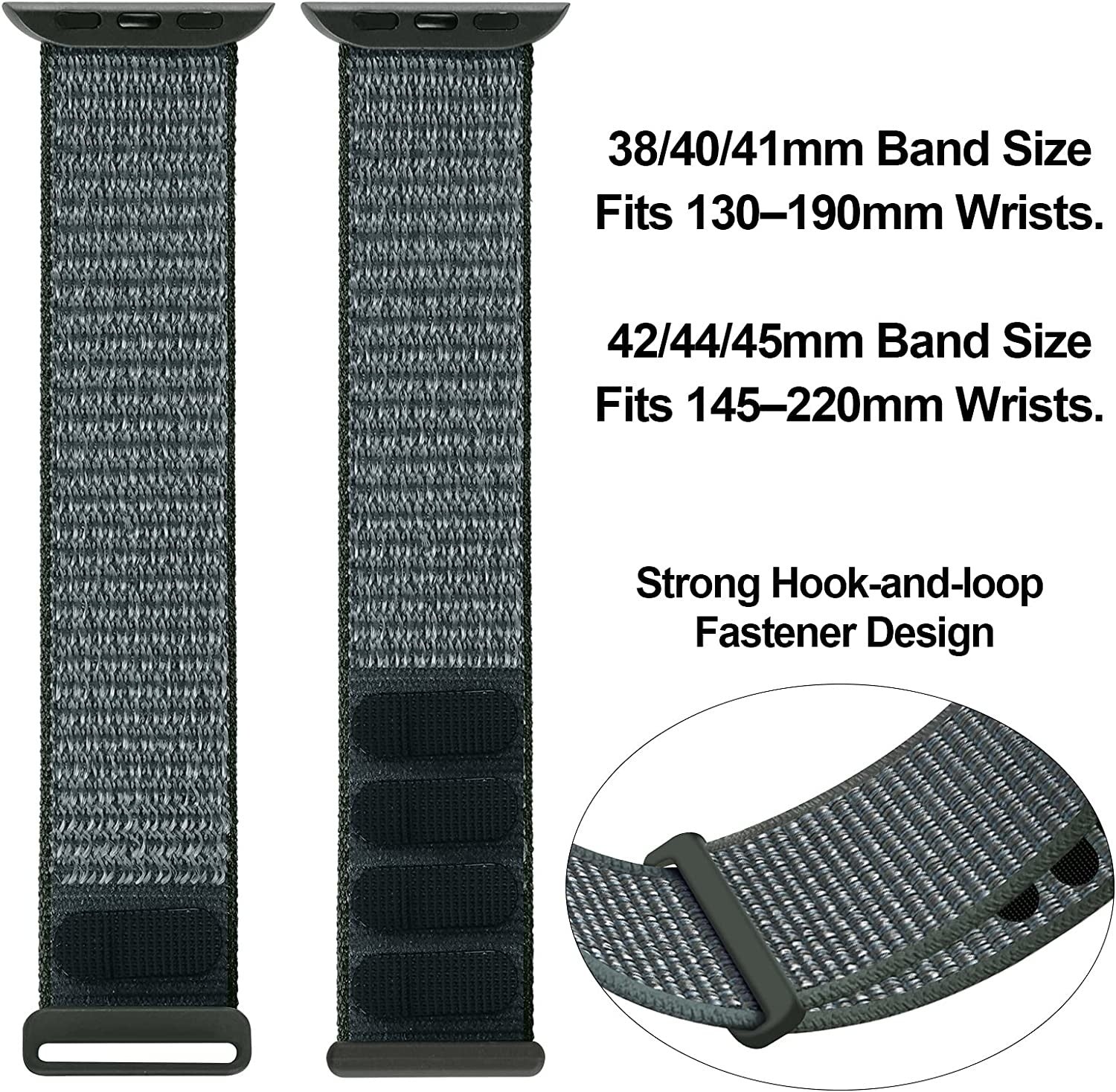 Apple Watch Strap Nylon Loop Grey Green Color Edition