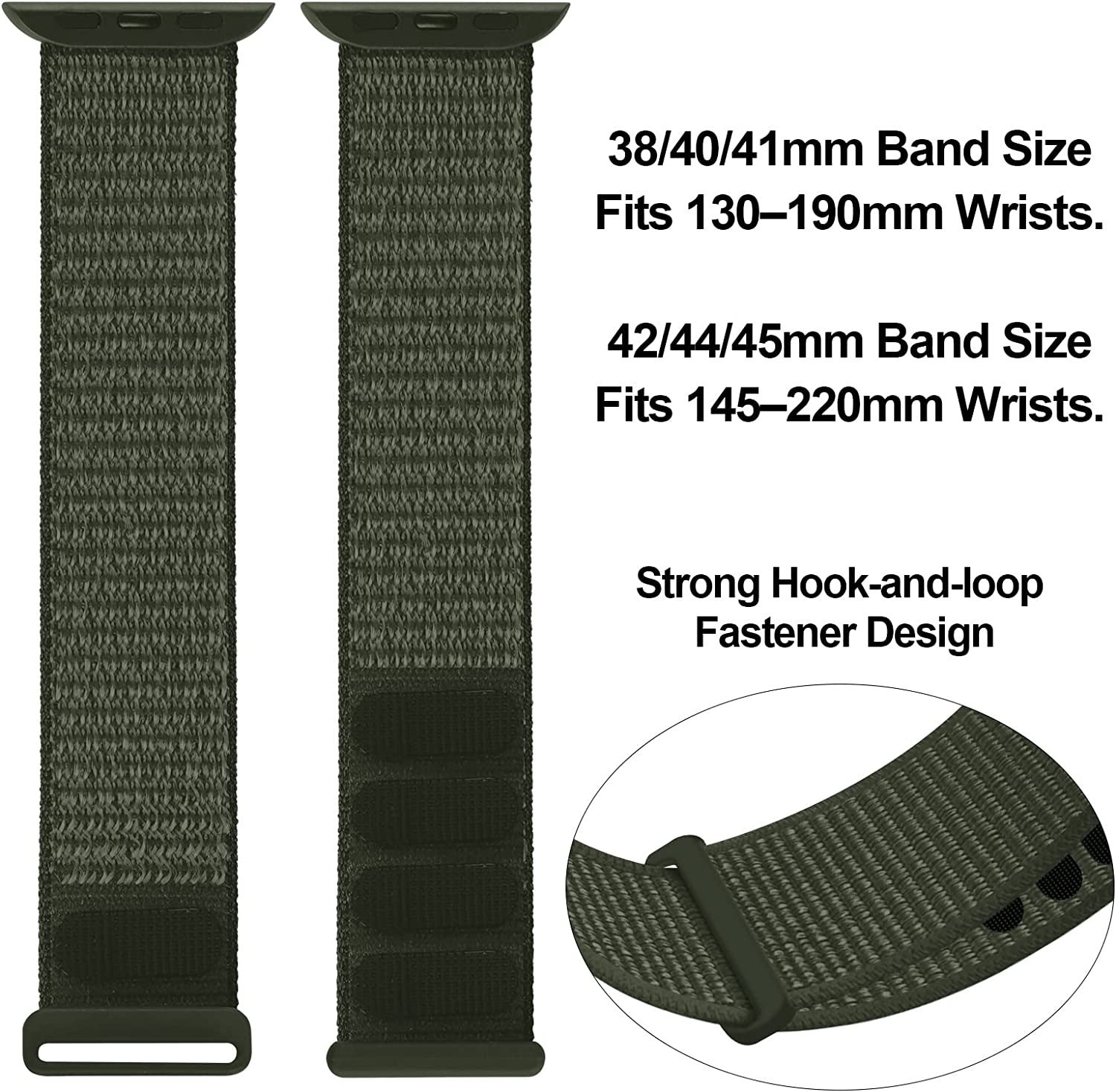 Apple Watch Loop Strap Soft Nylon In Army Green Color Finish