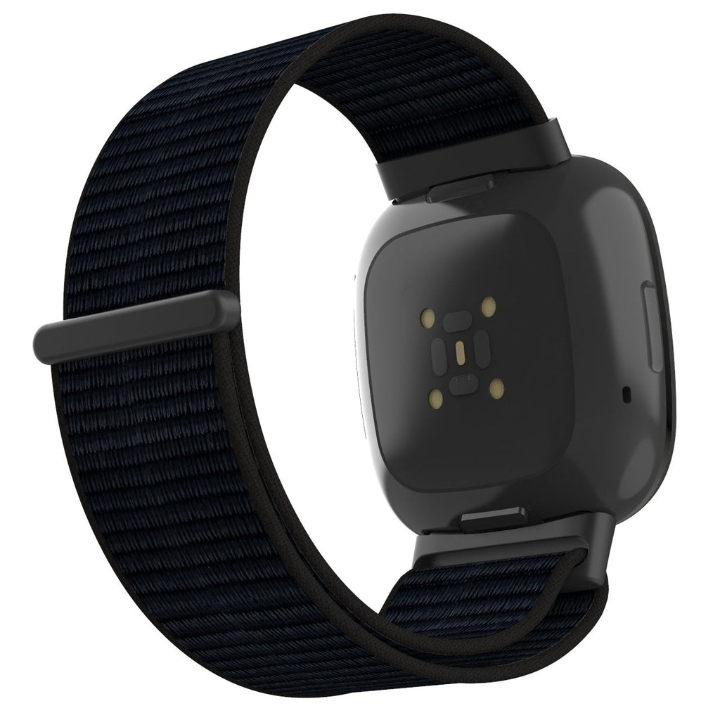Black Nylon Watch Strap For Fitbit Versa 4 Wristwatch Band
