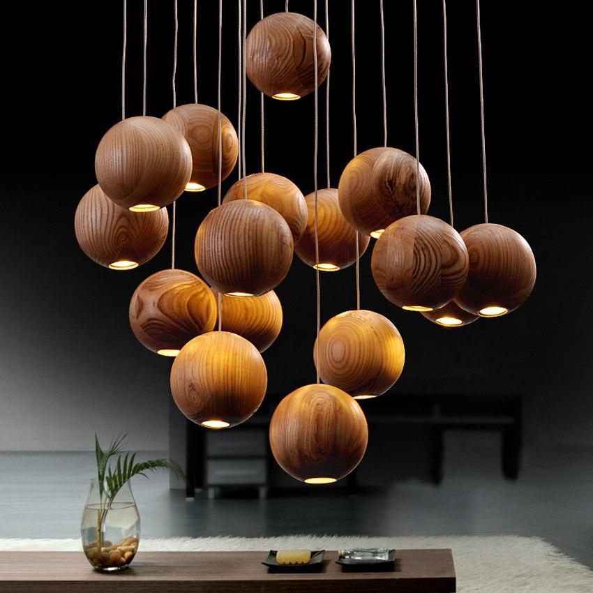 Sylva Solid Wood Orb Chandelier For Modern Living Rooms