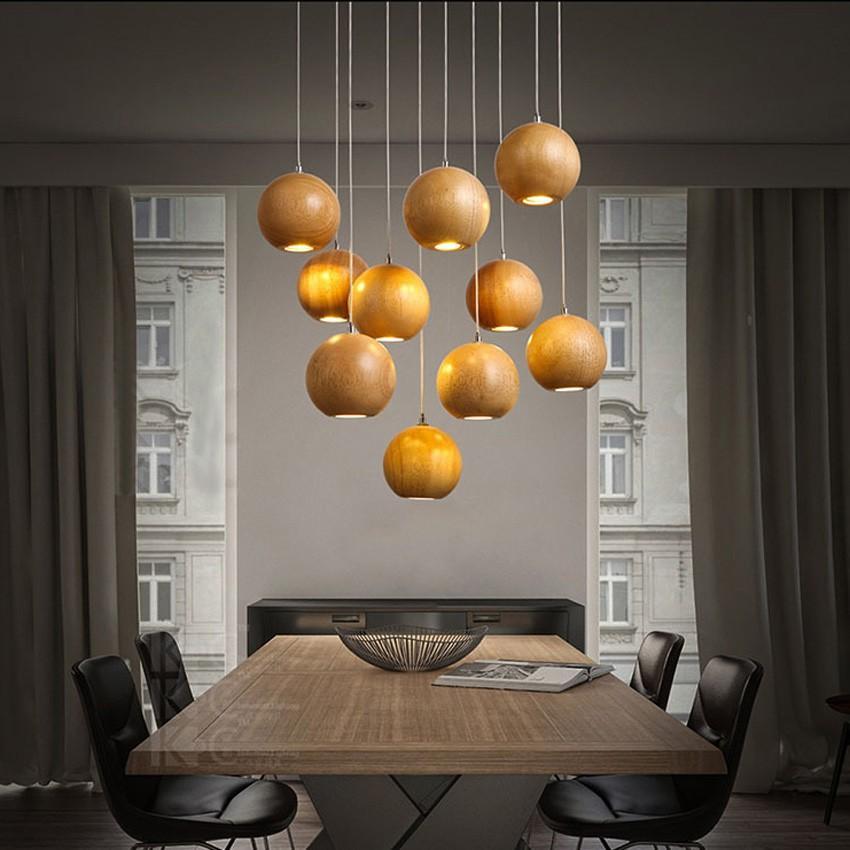 Sylva Solid Wood Orb Chandelier For Modern Living Rooms