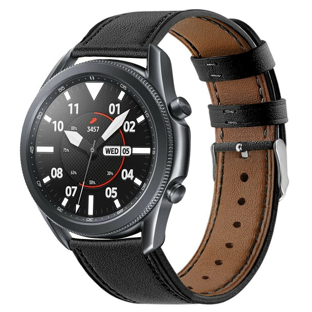 Premium Black Leather Strap for Samsung Galaxy Watch 3 45mm