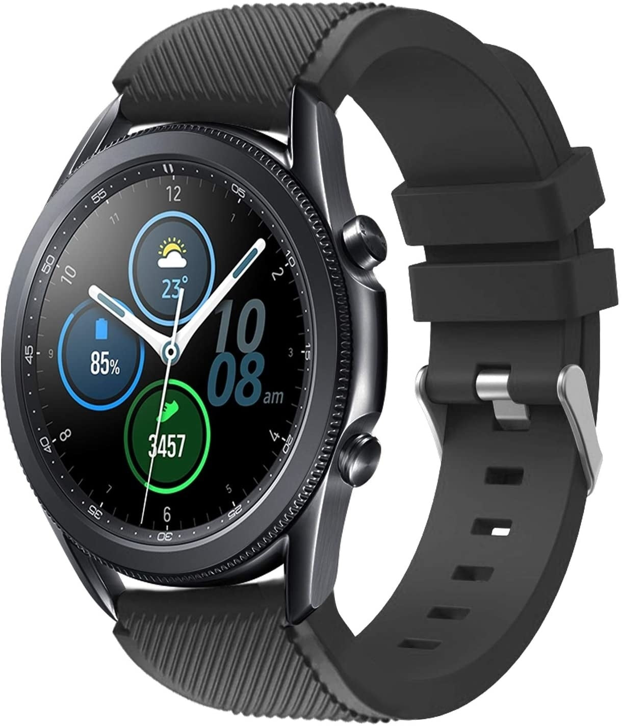 Samsung Galaxy Watch 3 45mm Black Silicone Band for Daily Wear