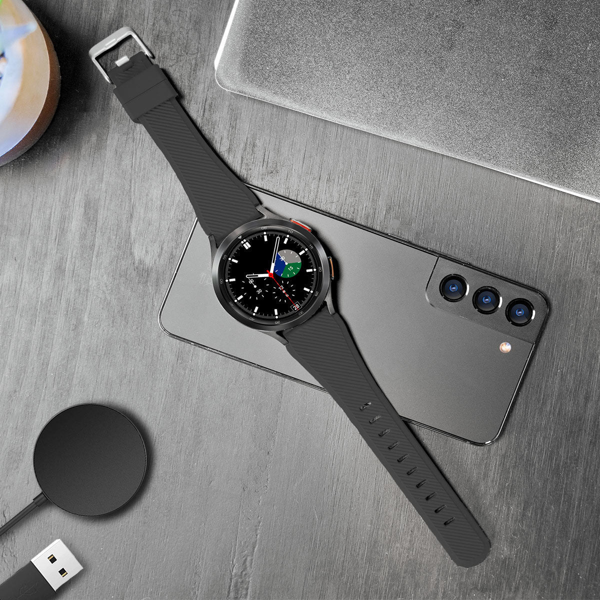 Samsung Galaxy Watch 4 Classic 46mm Black Silicone Band With Buckle