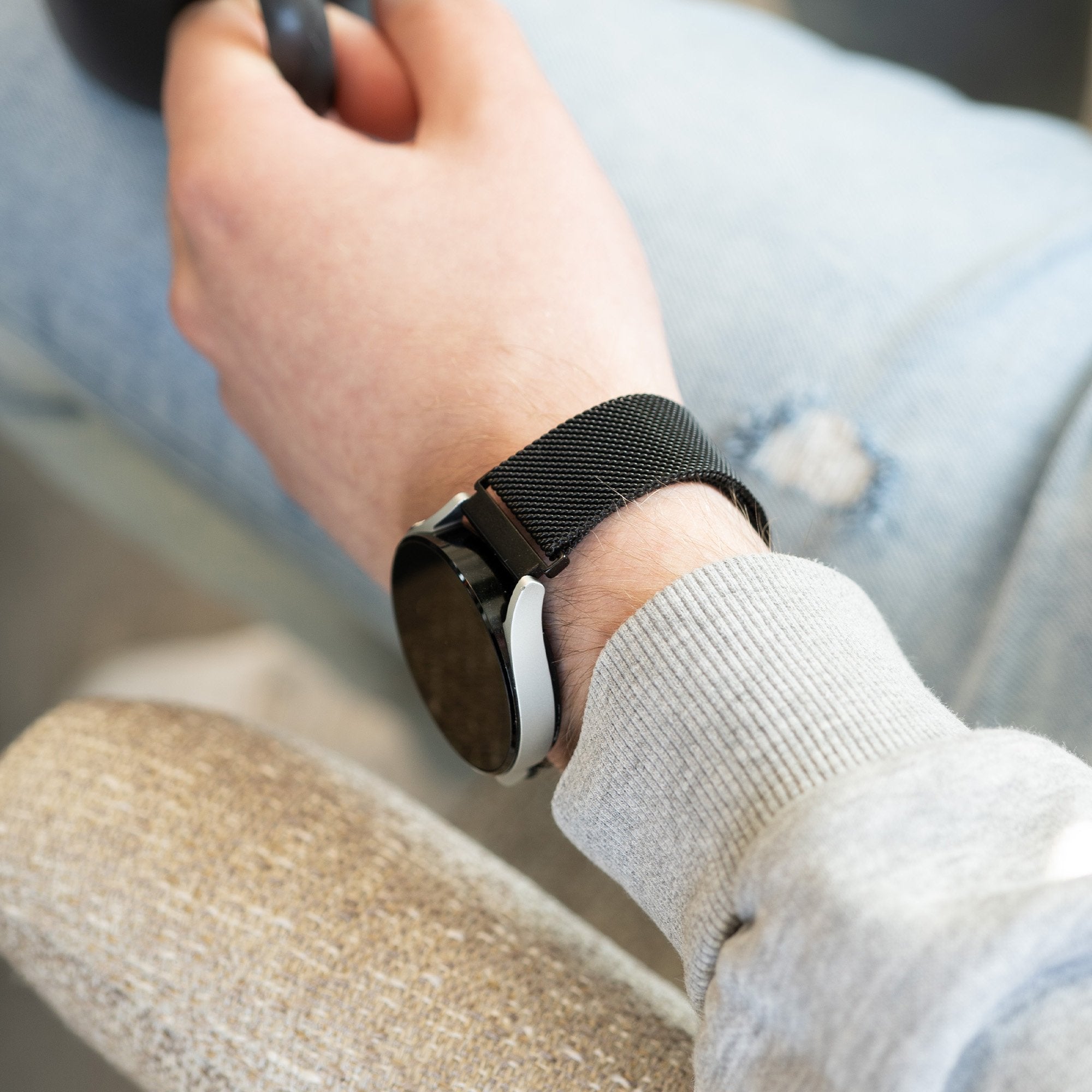 Black Milanese Band For Samsung Galaxy Watch 4 Classic 46mm