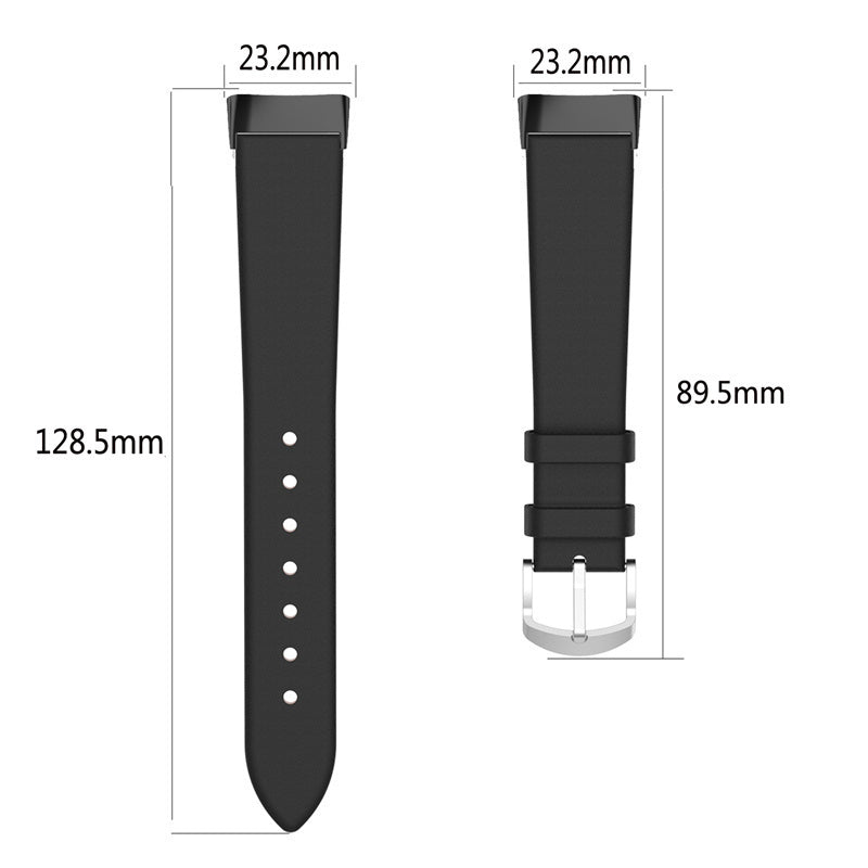 Timeless Black Leather Strap For Fitbit Charge 5 Band
