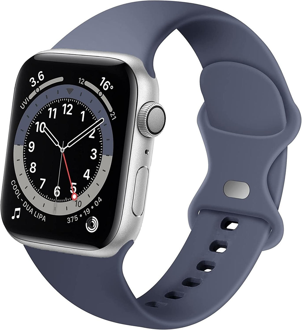 Grey Blue Silicone Strap For Apple Watch With Classic Style