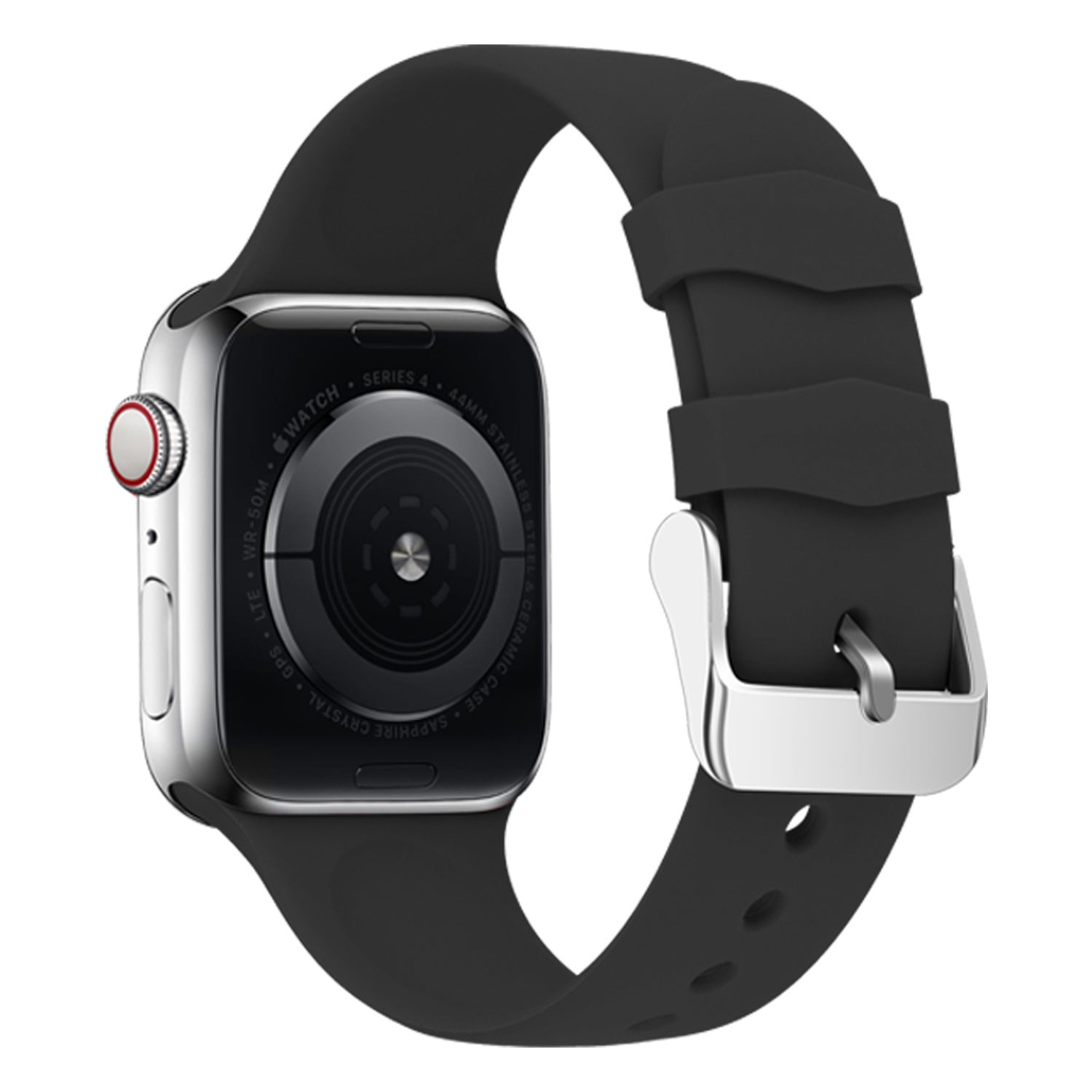 Silicone Strap Apple Watch With Buckle In Black Finish