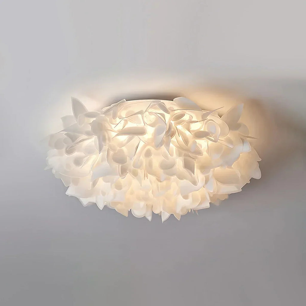 Petal-Style White Ceiling Fixture With Flush Mount