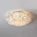 Petal-Style White Ceiling Fixture With Flush Mount
