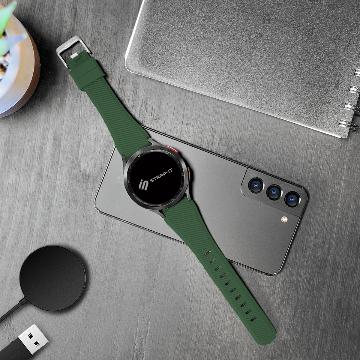 Samsung Galaxy Watch 46mm Silicone Strap Army Green