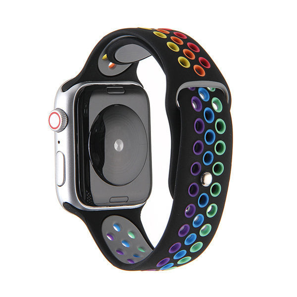 Apple Watch Sport Band In Black With Rainbow Colors