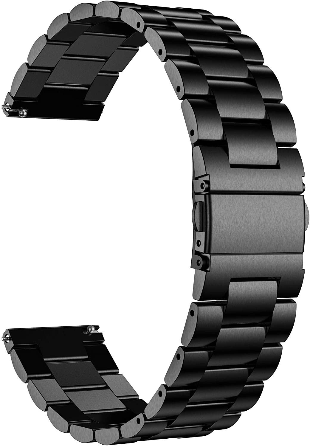 Black 22mm Watch Strap In Stainless Steel With Quick Release