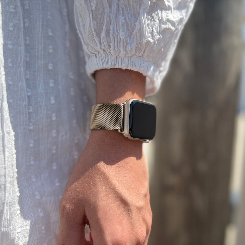 Champagne Finish Milanese Strap For Apple Watch Edition
