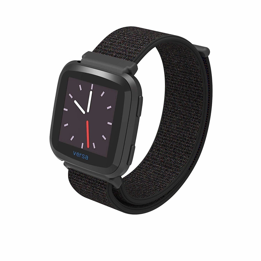 Black Nylon Band for Fitbit Versa and Versa 2 Smartwatch
