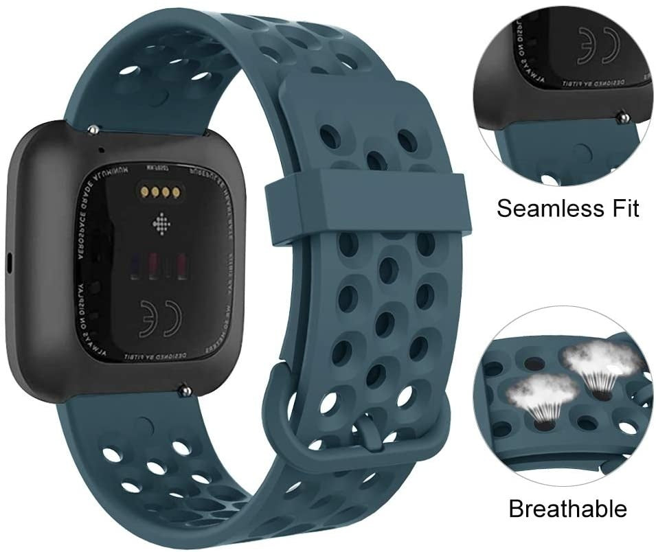 Grey-Blue Breathable Strap For Versa And Versa 2 By Fitbit