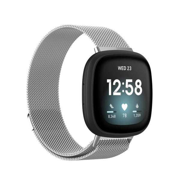 Fitbit Versa 3 Silver Milanese Stainless Steel Band