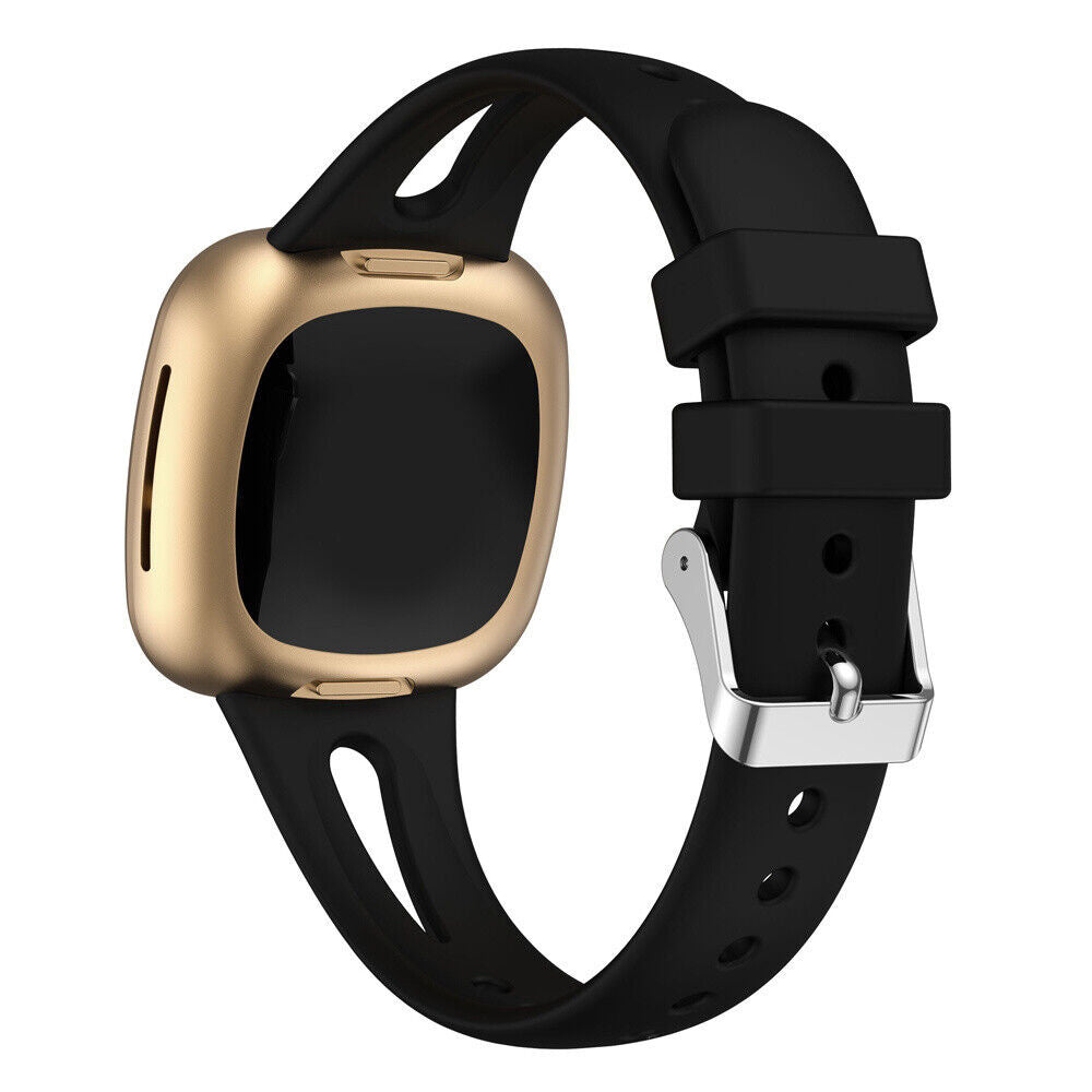 Fitbit Versa 3 Black Luxury Silicone Strap Band For Everyday Wear