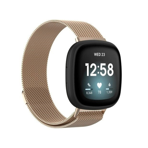 Fitbit Versa 3 Champagne Milanese Stainless Steel Band With Magnetic Closure
