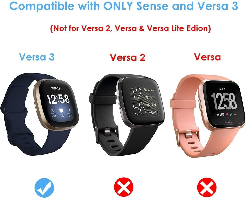 Smooth Black Leather Band Replacement For Fitbit Versa 3