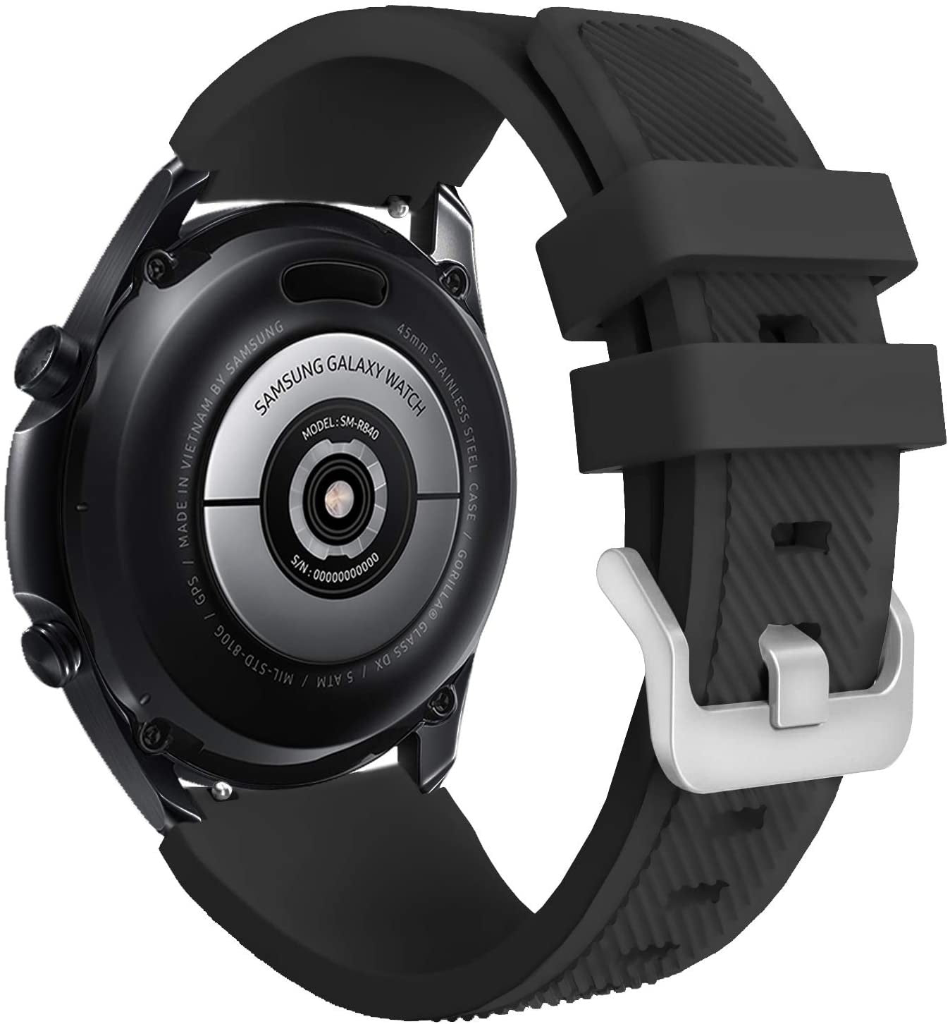 Samsung Galaxy Watch 3 45mm Black Silicone Band for Daily Wear