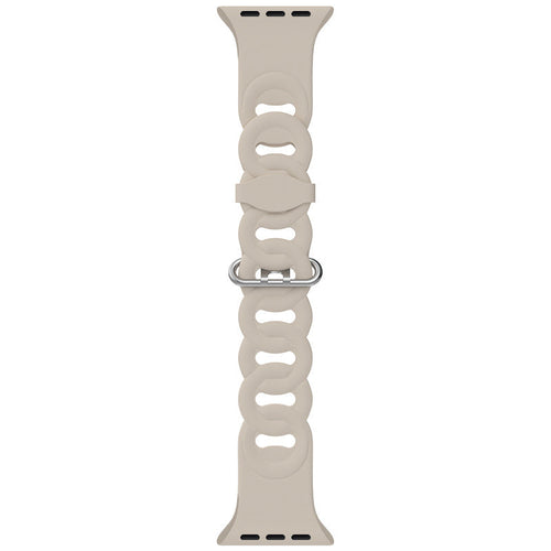 Apple Watch Beige Silicone Strap With Chain Link Band