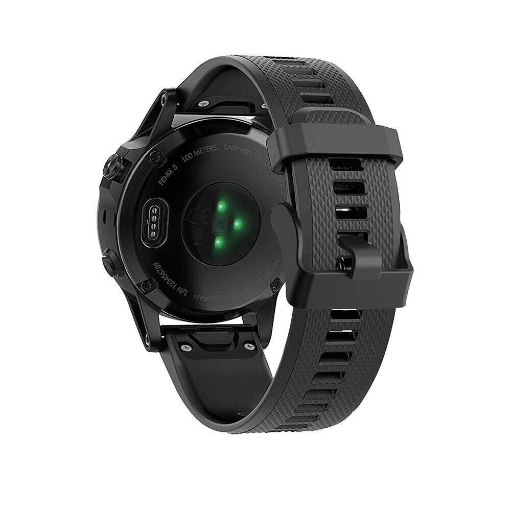 Black Silicone Watch Band For Garmin Fenix 5 Plus And Fenix 6 Pro